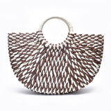 New Women round bucket semicircle straw bag